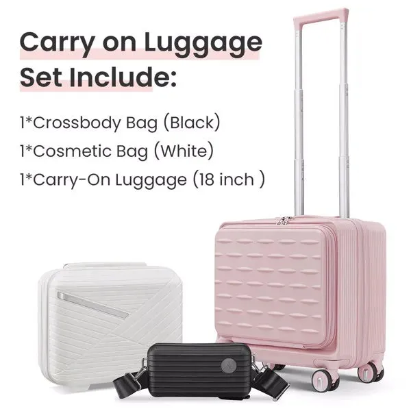18 Inch Carry On Luggage, Three Pieces- FREE USA SHIPPING