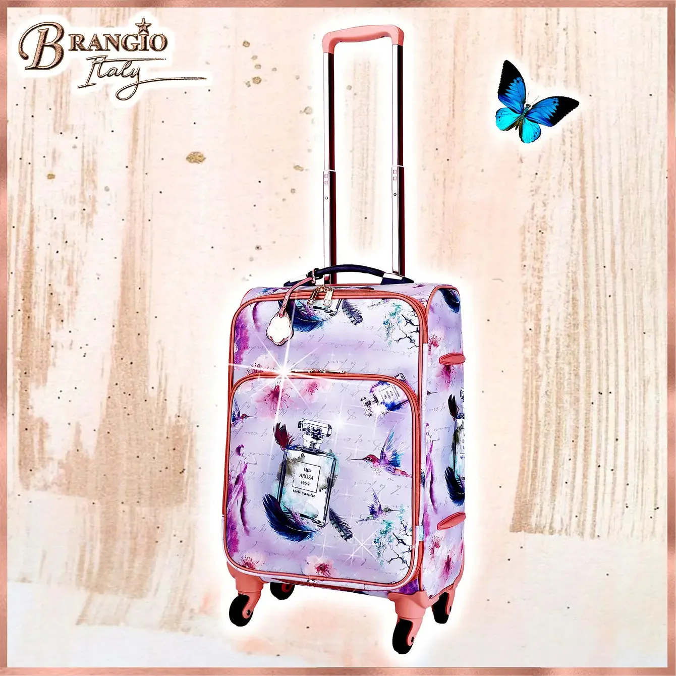 Arosa Designer Feather Print Luggage