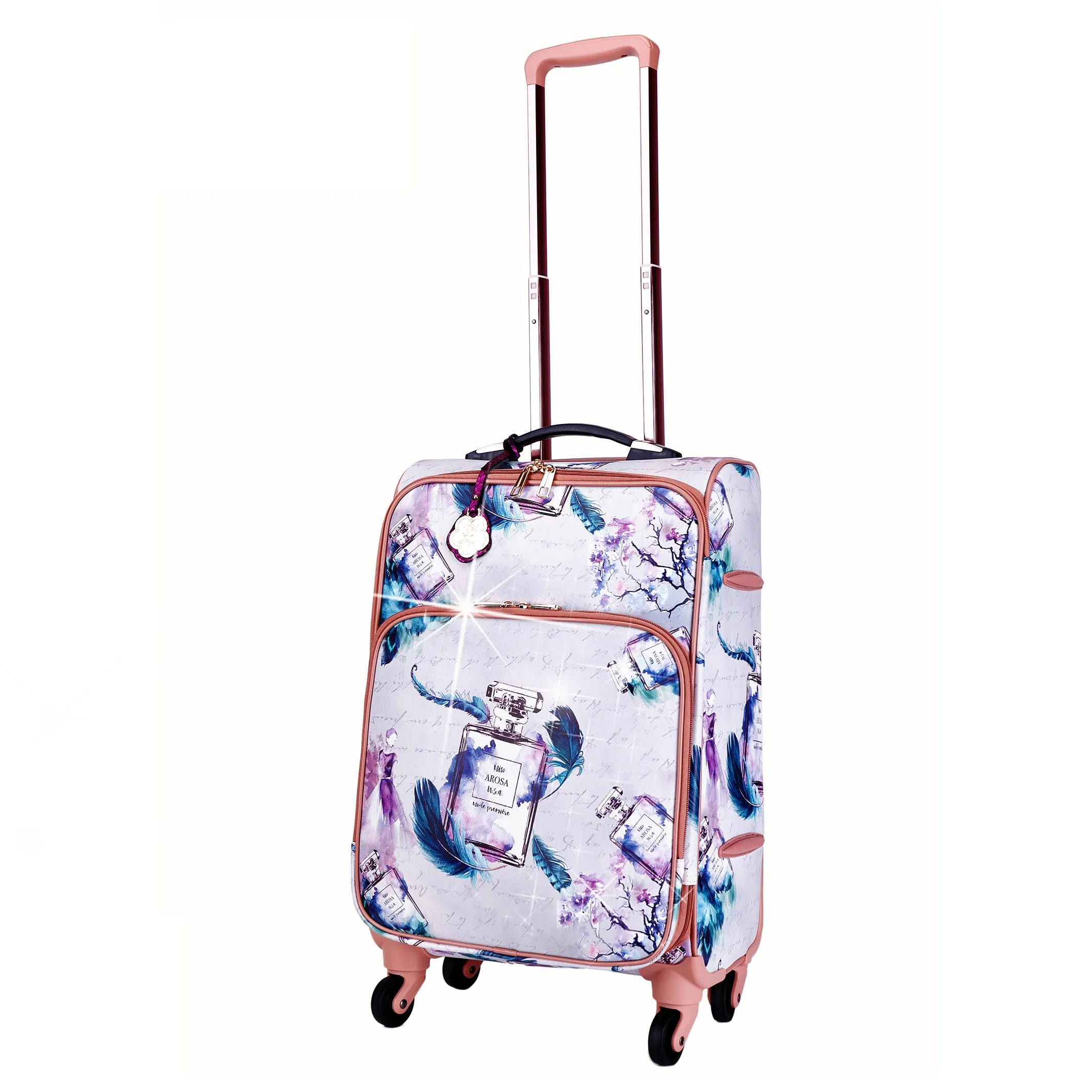 Arosa Designer Feather Print Luggage