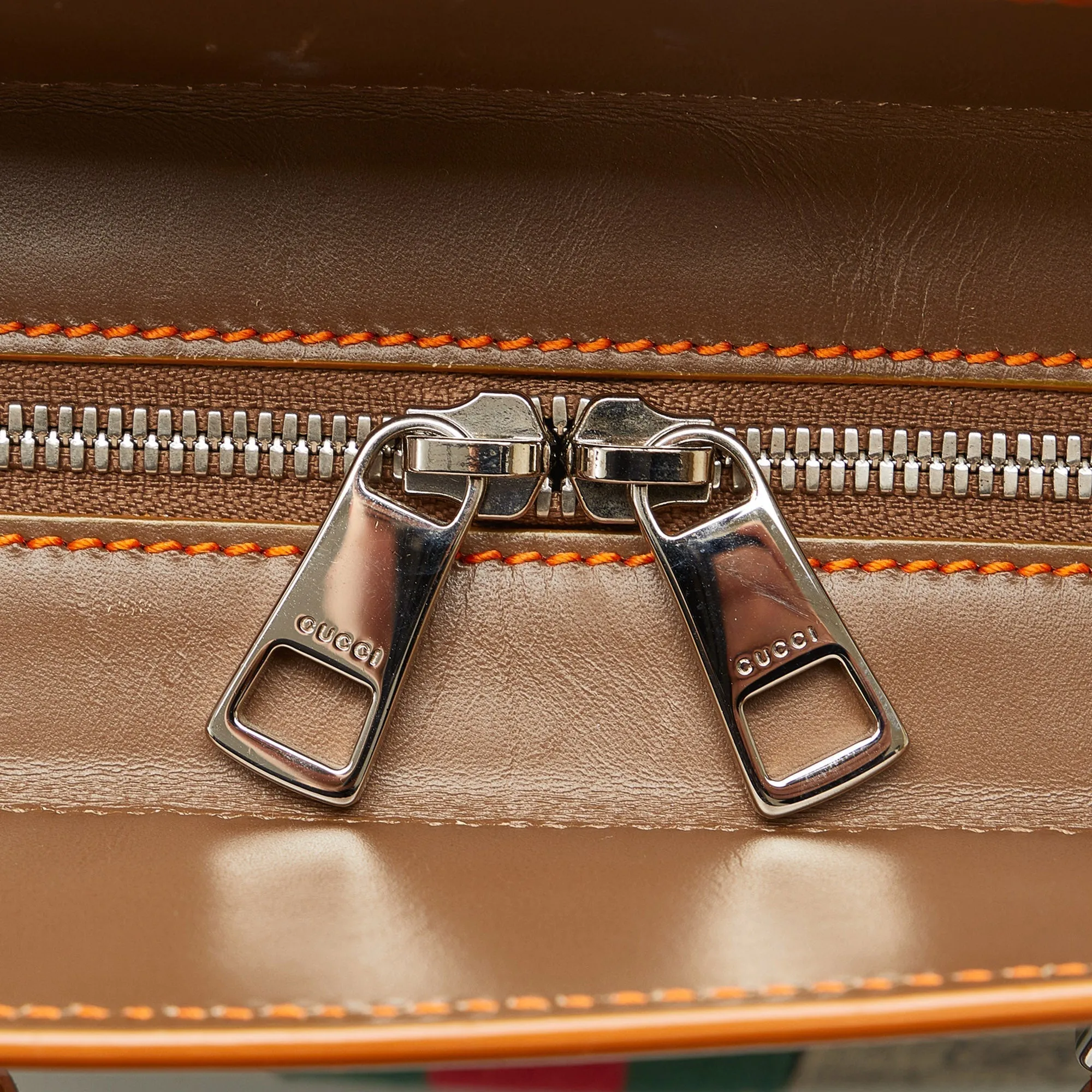 Brown Gucci GG Supreme Web Duffle Tote Satchel
