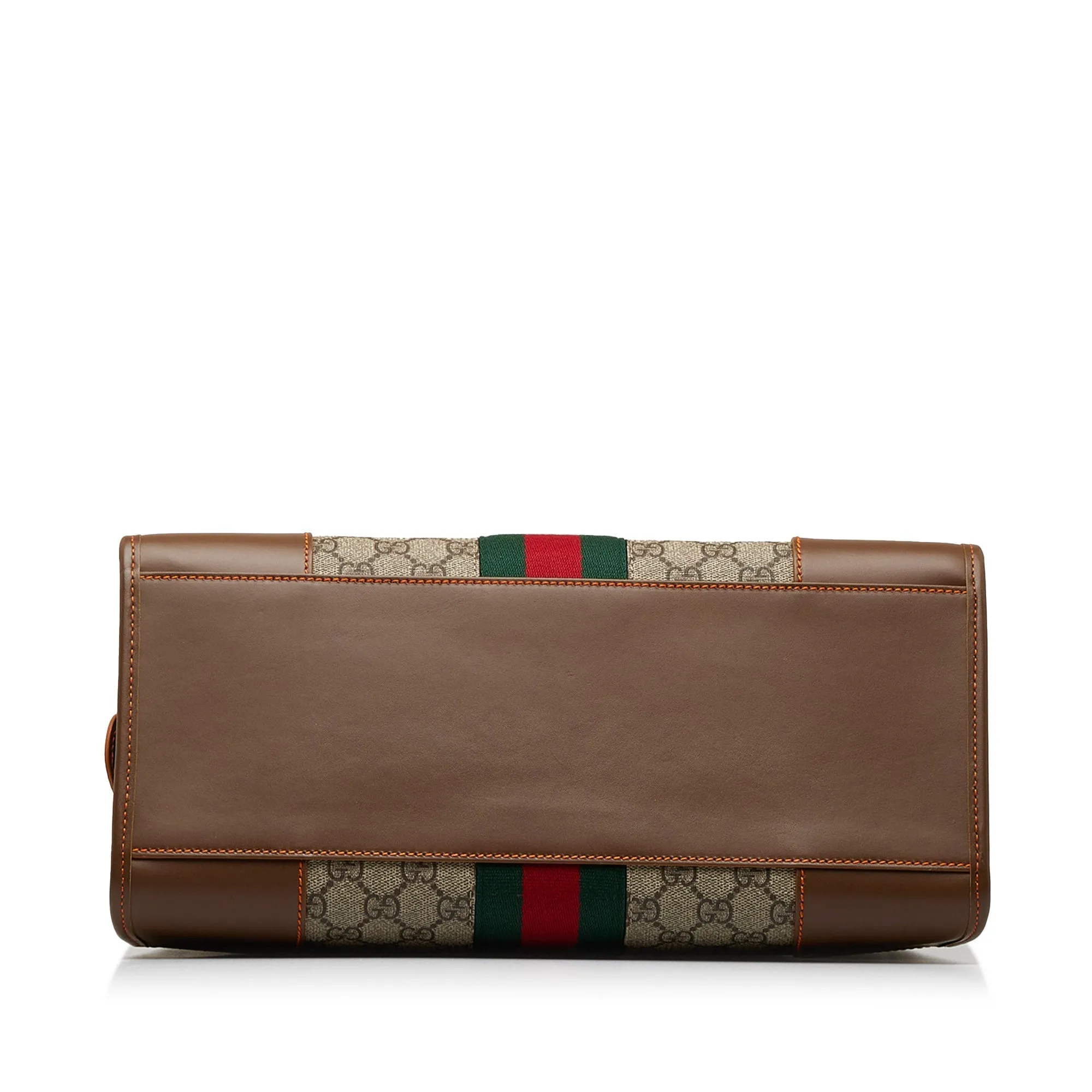 Brown Gucci GG Supreme Web Duffle Tote Satchel