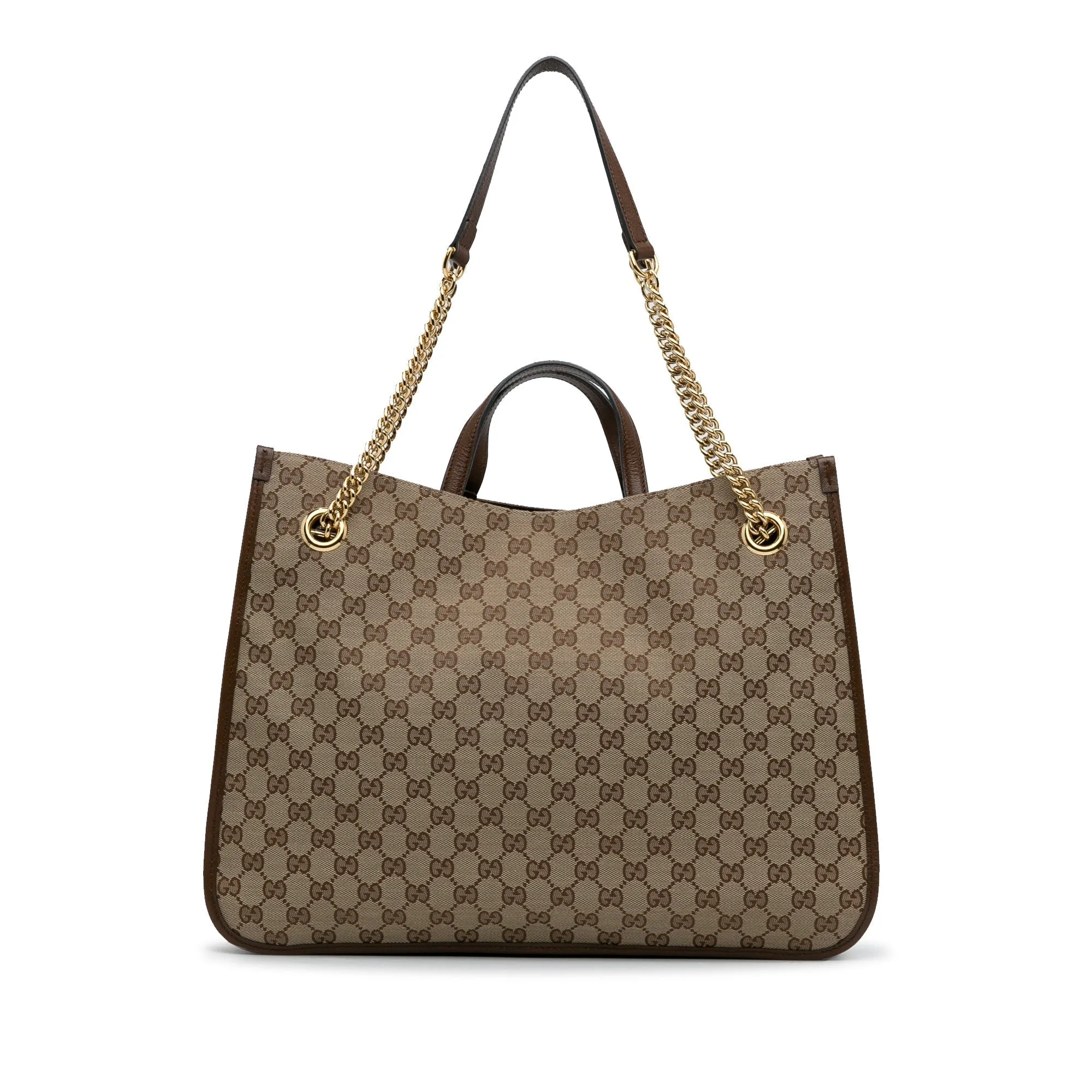 Brown Gucci Large GG Canvas 1955 Horsebit Chain Tote Satchel