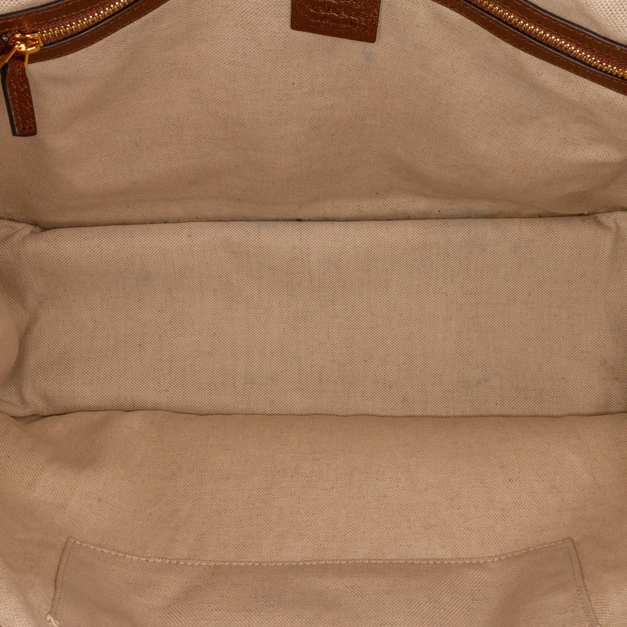 Brown Gucci Large GG Canvas 1955 Horsebit Chain Tote Satchel