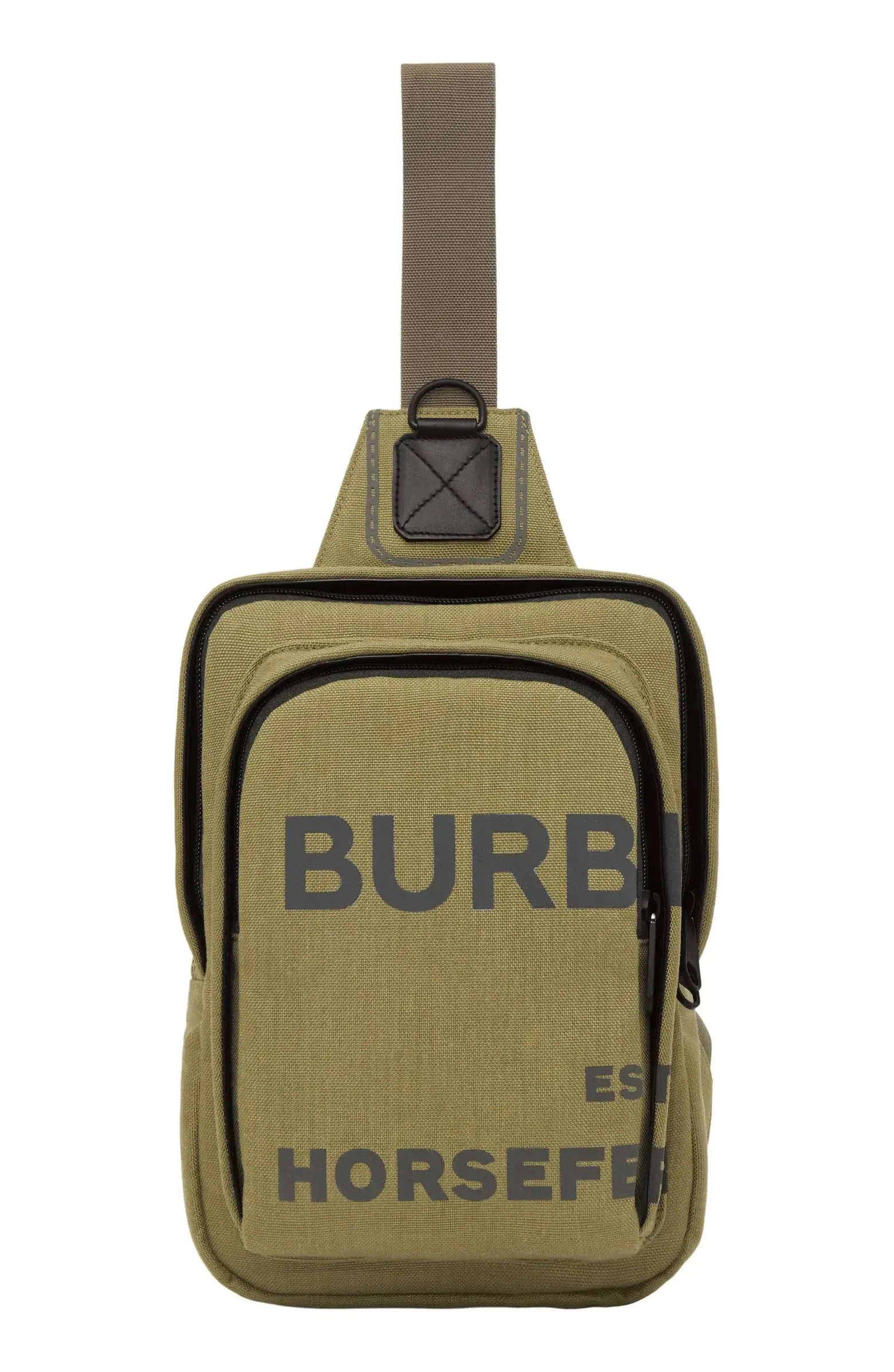 BURBERRY HORSEFERRY PRINT NYLON CANVAS CROSSBODY BAG