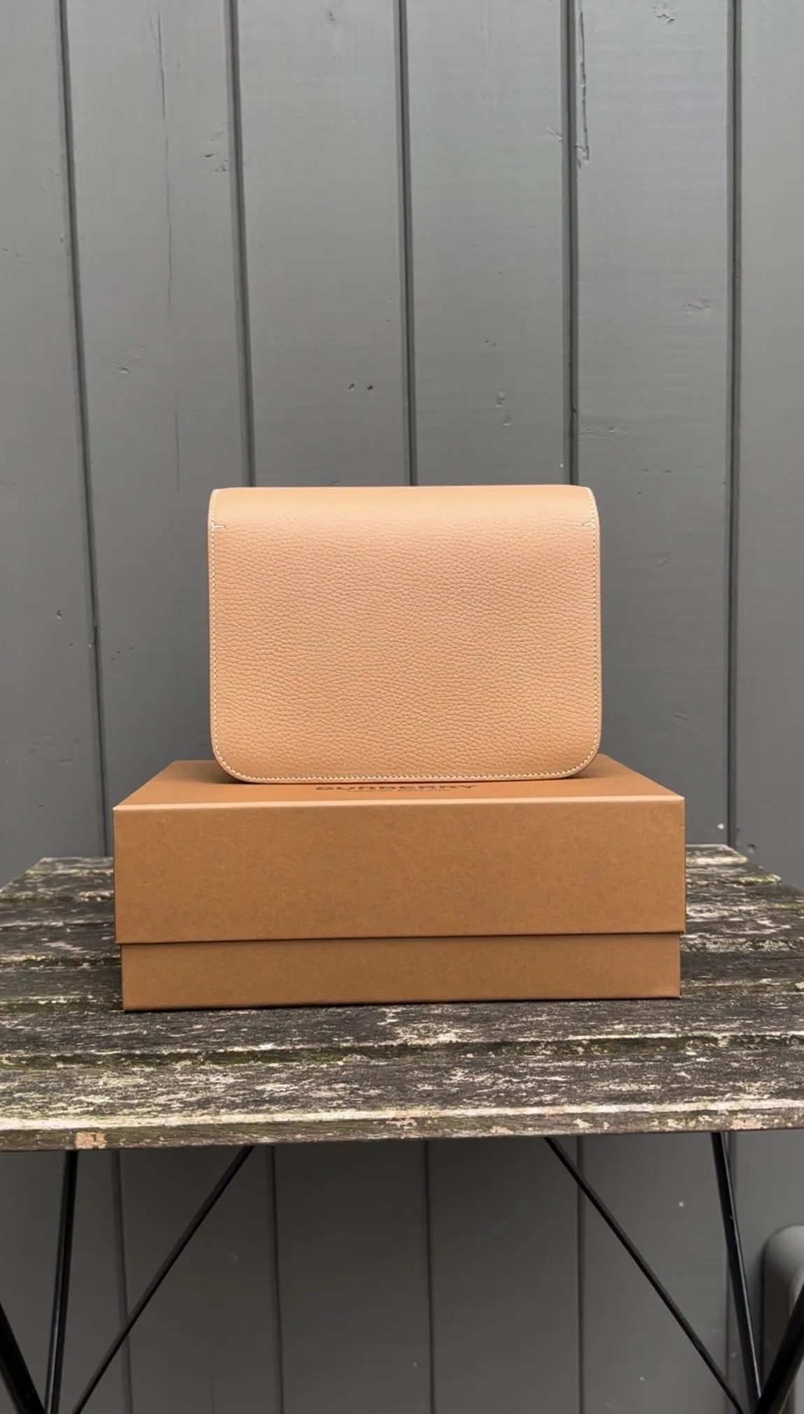 BURBERRY TB Two-Tone Leather Crossbody Bag