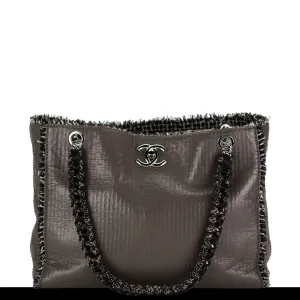 Chanel 2009 Taupe Grey Beige Tweed Large Timeless Tote Bag
