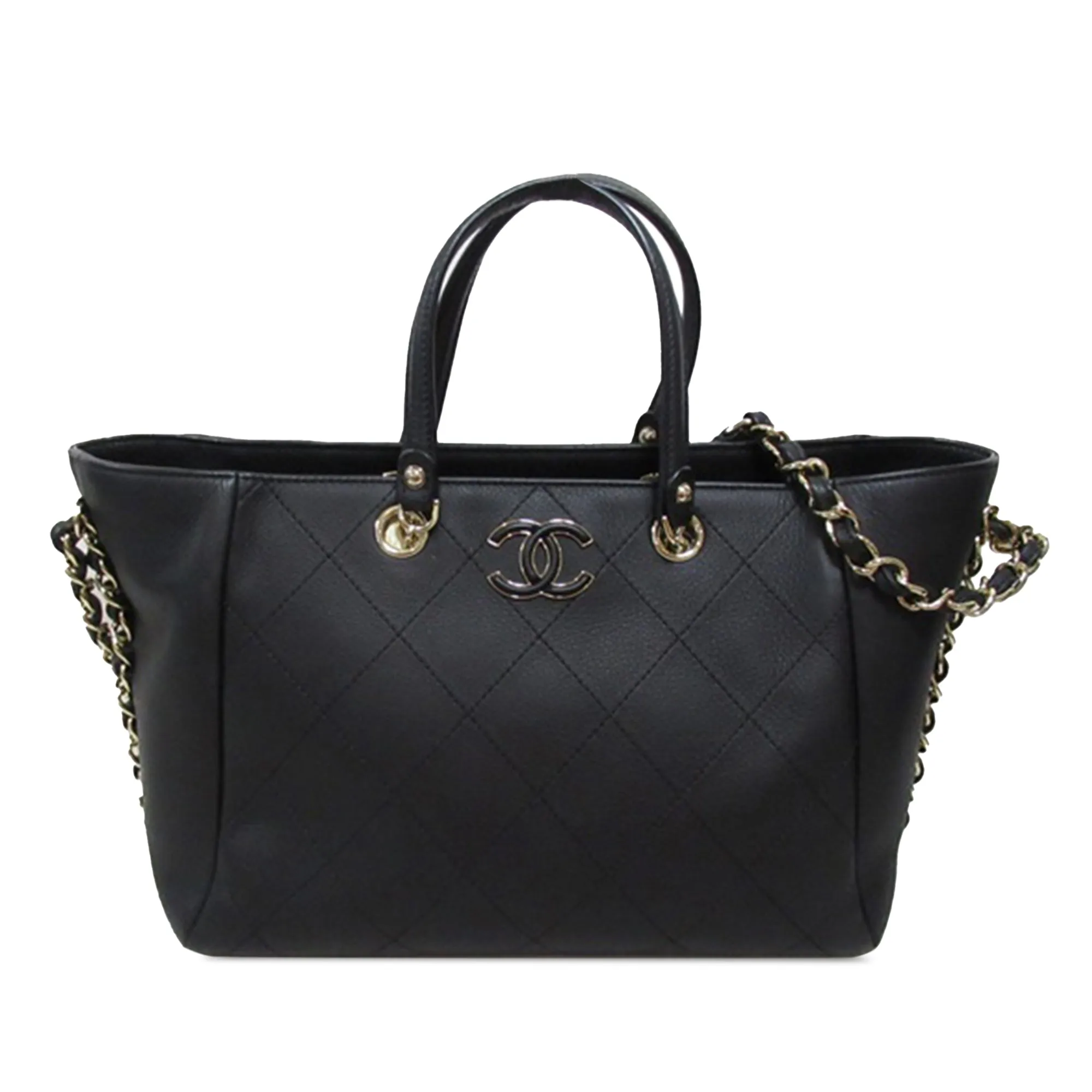 Chanel Small Bullskin Stitched Shopping Tote Satchel
