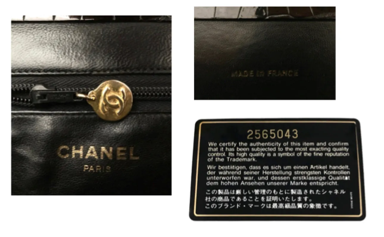 Chanel Vintage Black Crocodile Rare Mademoiselle Tote