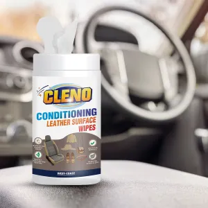Cleno Conditioning Leather Surface Wet Wipes For Sofas/Bags/Leather Clothes/Car Seat/leather Interior/Luggage/Briefcases/Shoes/Handbags Restores polish & Gives Shine - 50 Wipes (Ready to Use)