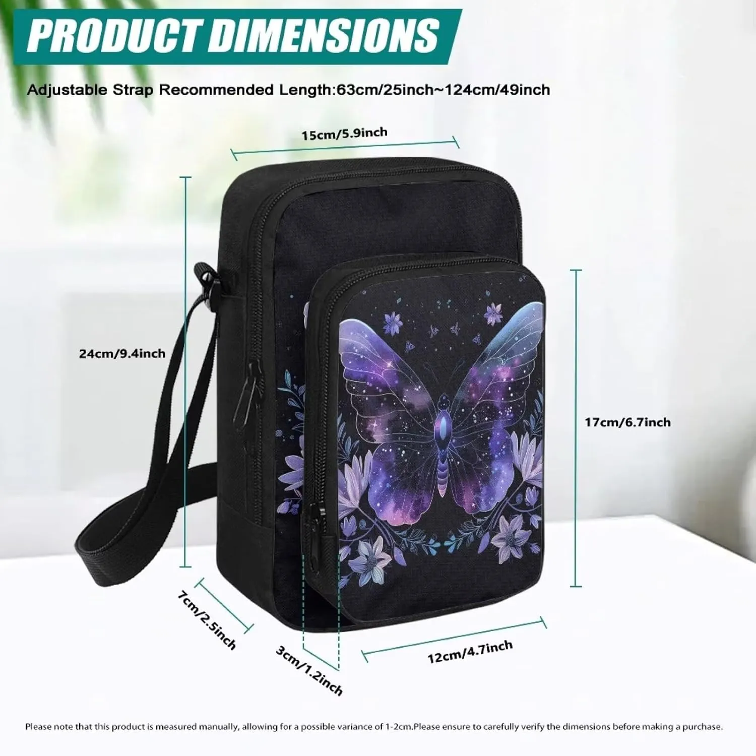 Cross-body Bag for Women Small Purse with Double Layer Zipper Pockets Shoulder Crossbody