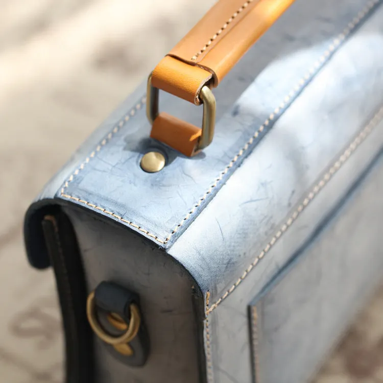 Cute Women's Waxed Leather Crossbody Satchel Purse Messenger Bag For Women