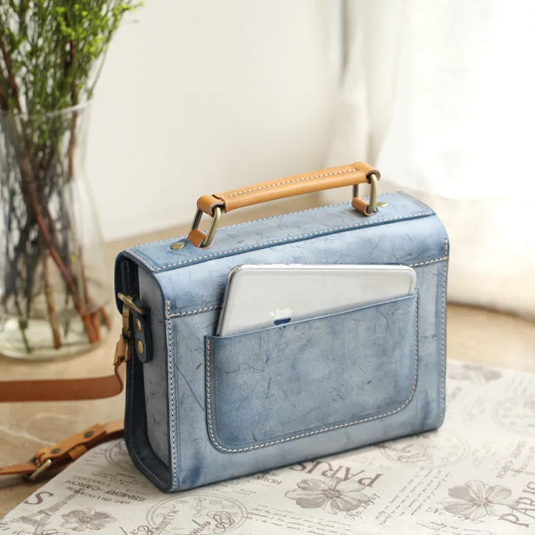 Cute Women's Waxed Leather Crossbody Satchel Purse Messenger Bag For Women