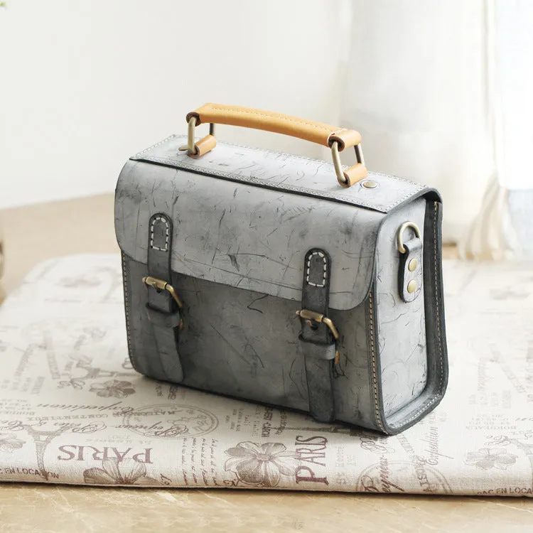 Cute Women's Waxed Leather Crossbody Satchel Purse Messenger Bag For Women