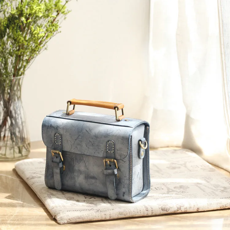 Cute Women's Waxed Leather Crossbody Satchel Purse Messenger Bag For Women