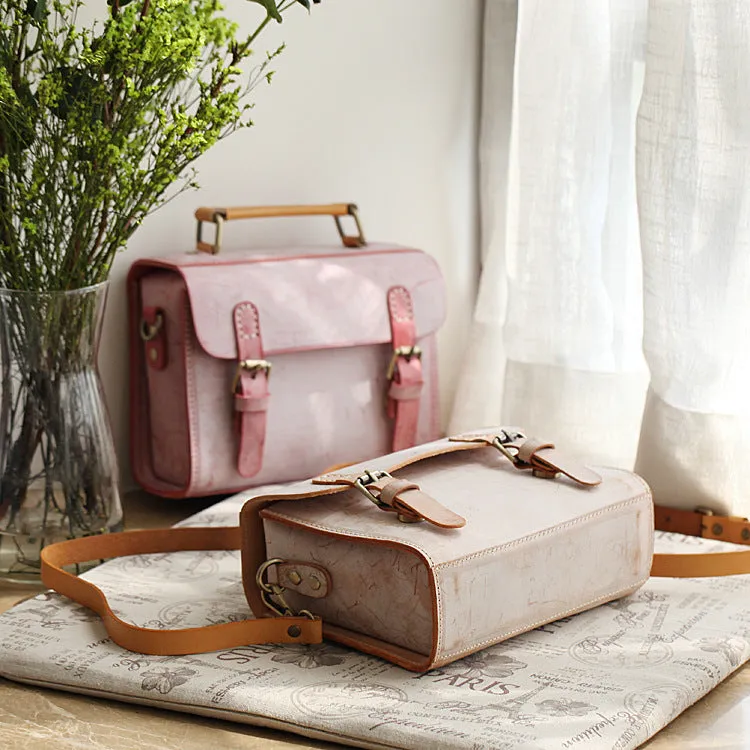 Cute Women's Waxed Leather Crossbody Satchel Purse Messenger Bag For Women