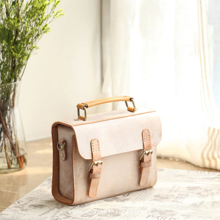 Cute Women's Waxed Leather Crossbody Satchel Purse Messenger Bag For Women