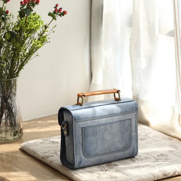 Cute Women's Waxed Leather Crossbody Satchel Purse Messenger Bag For Women