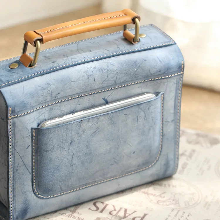 Cute Women's Waxed Leather Crossbody Satchel Purse Messenger Bag For Women