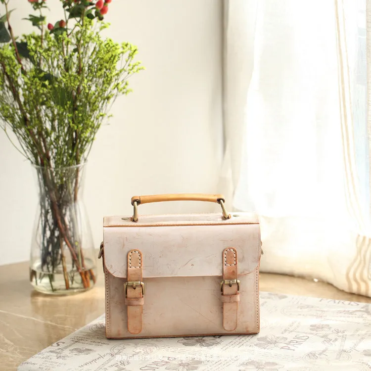 Cute Women's Waxed Leather Crossbody Satchel Purse Messenger Bag For Women