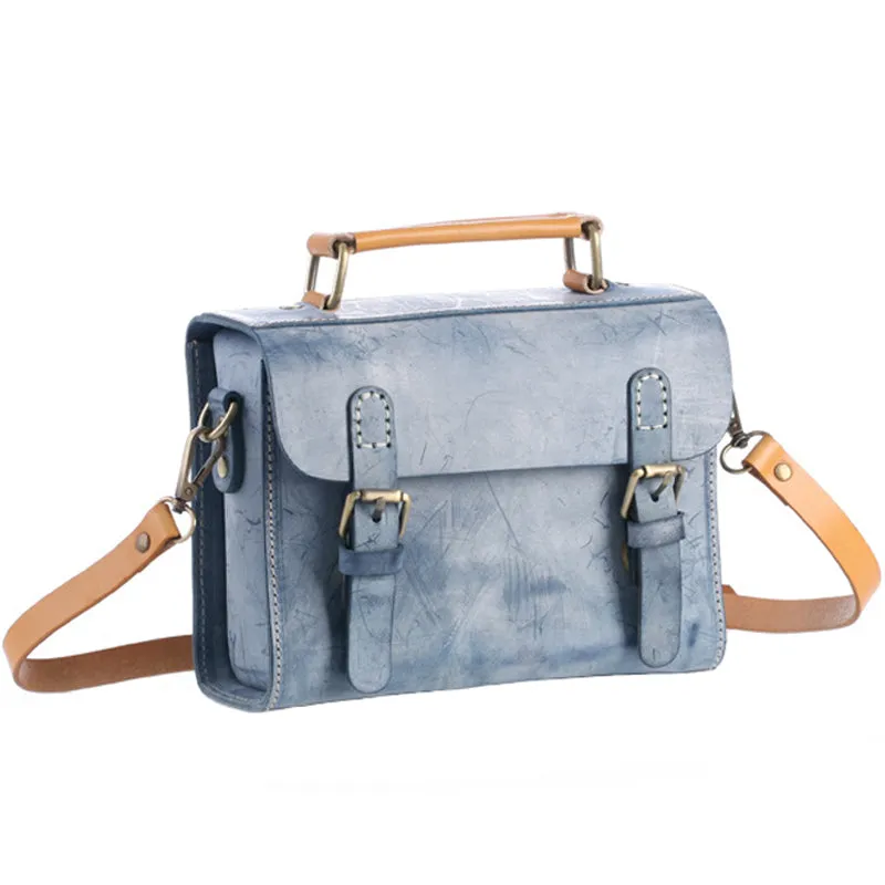 Cute Women's Waxed Leather Crossbody Satchel Purse Messenger Bag For Women