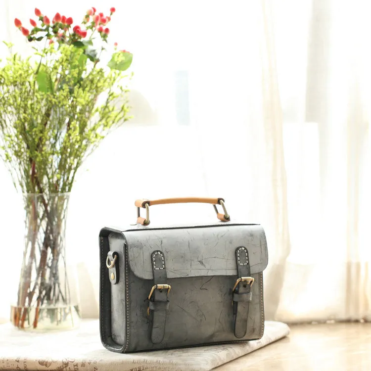 Cute Women's Waxed Leather Crossbody Satchel Purse Messenger Bag For Women