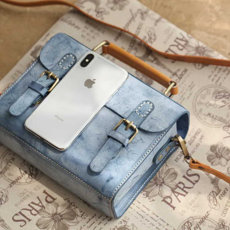 Cute Women's Waxed Leather Crossbody Satchel Purse Messenger Bag For Women