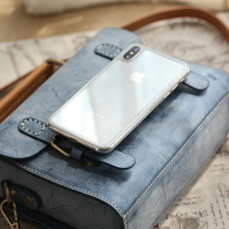 Cute Women's Waxed Leather Crossbody Satchel Purse Messenger Bag For Women