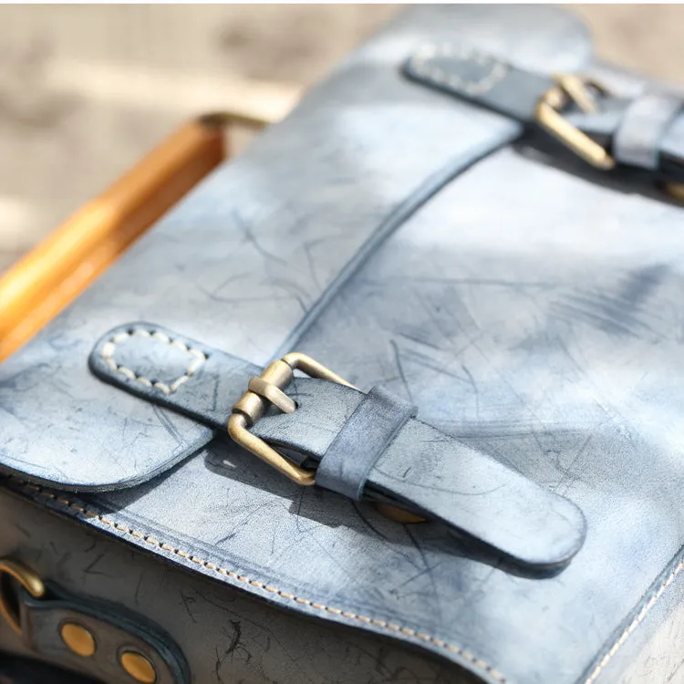 Cute Women's Waxed Leather Crossbody Satchel Purse Messenger Bag For Women