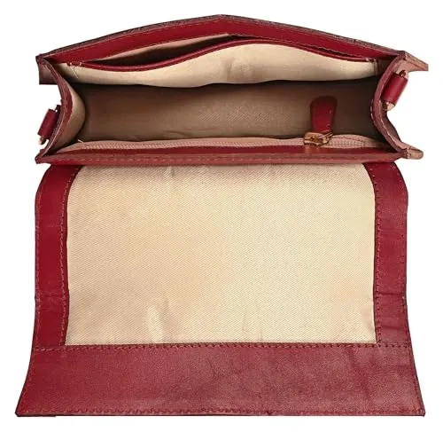eske Willow Genuine Leather Womens Satchel (Wine)