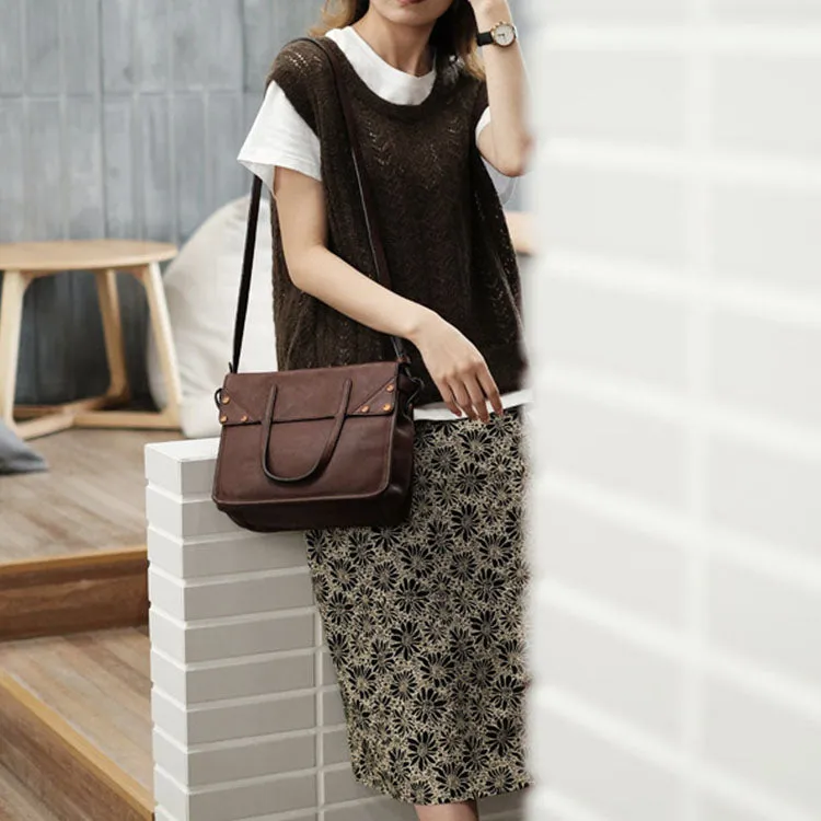 Foldable Women's Genuine Leather Crossbody Tote Handbags For Women