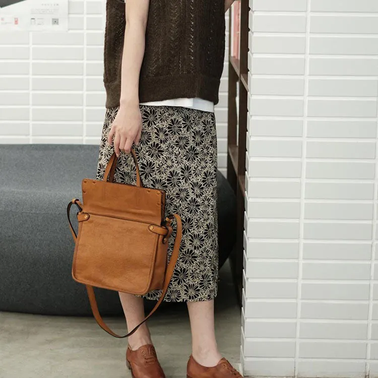 Foldable Women's Genuine Leather Crossbody Tote Handbags For Women