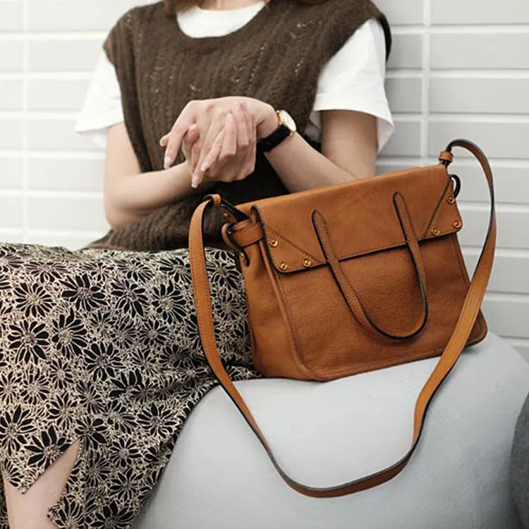 Foldable Women's Genuine Leather Crossbody Tote Handbags For Women