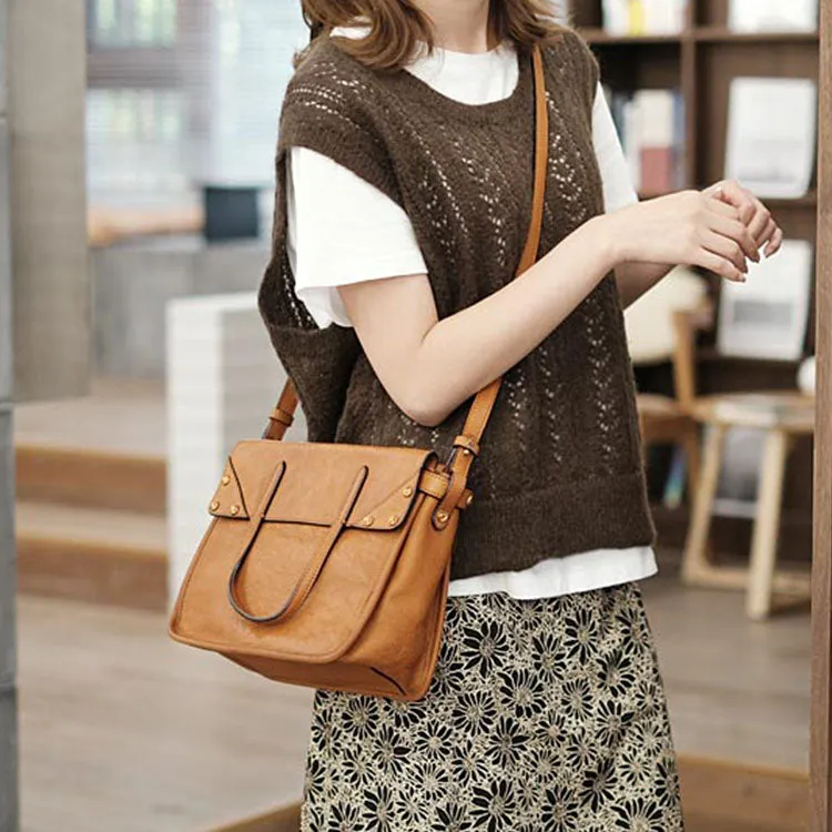 Foldable Women's Genuine Leather Crossbody Tote Handbags For Women