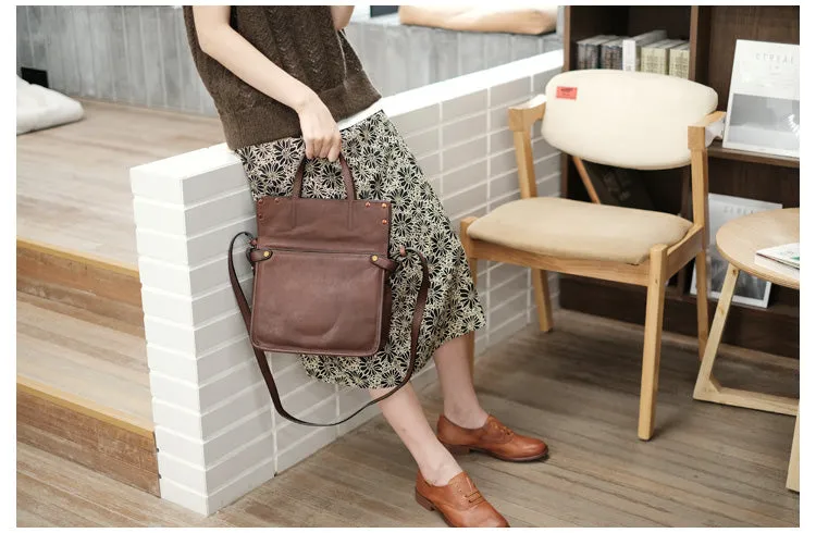 Foldable Women's Genuine Leather Crossbody Tote Handbags For Women