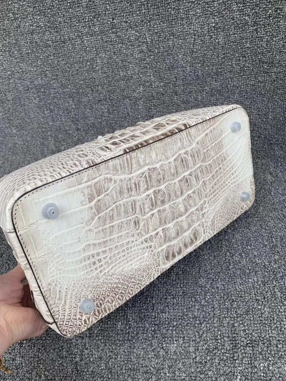 Genuine Crocodile Leather Womens Satchel Tote Bag Himalaya White 33cm