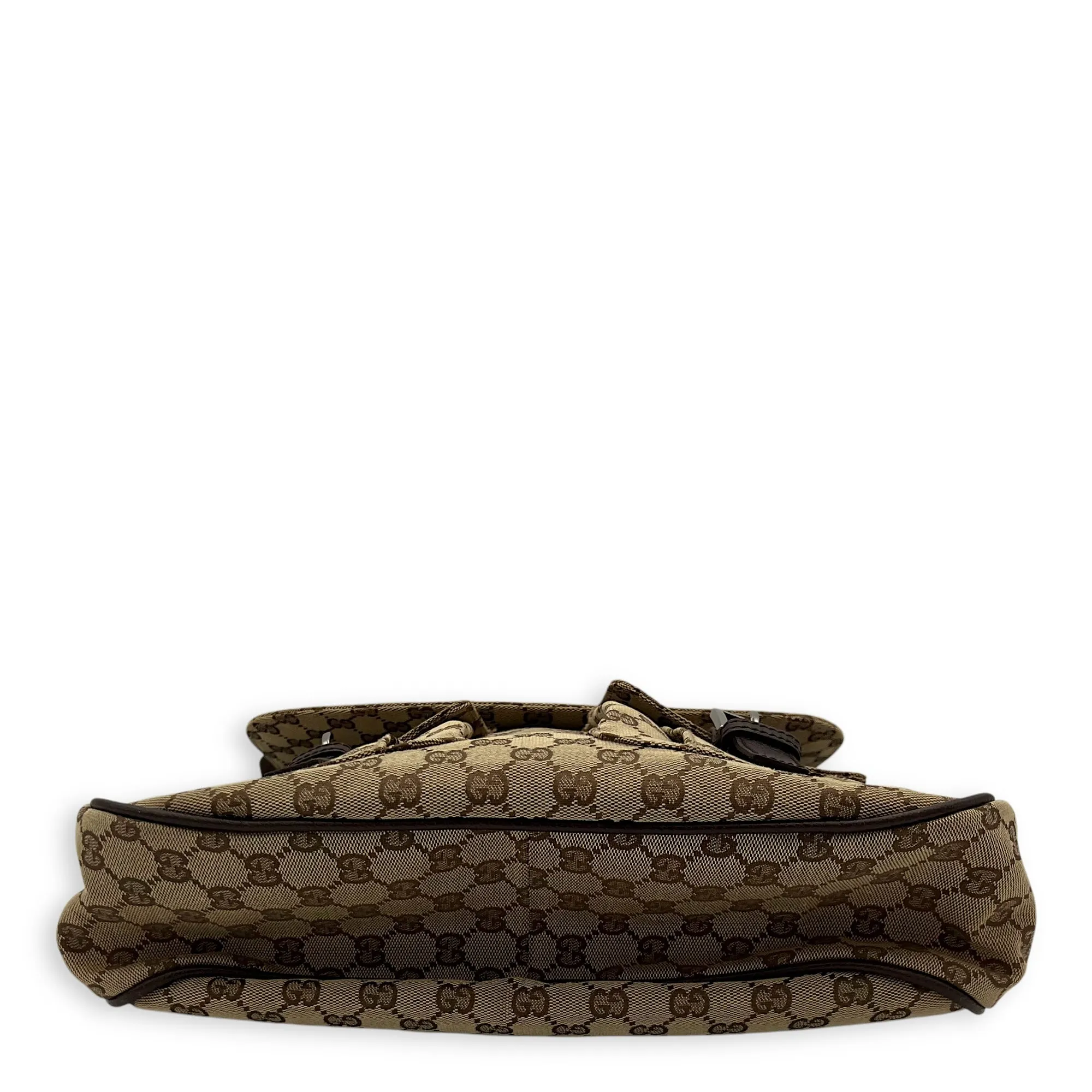 GG Canvas Brown Messenger in Jacquard, Silver hardware