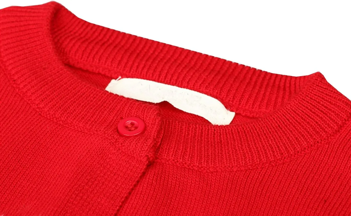 Girls Crewneck Cardigan Long Sleeve Children Button Cotton Sweater Uniform Sweaters for Little Girls
