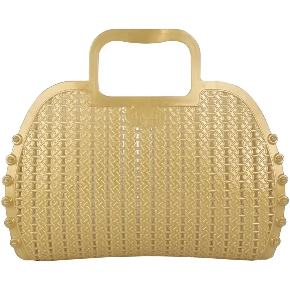 Gold Foldable Mini Plastic Women's Tote Bag