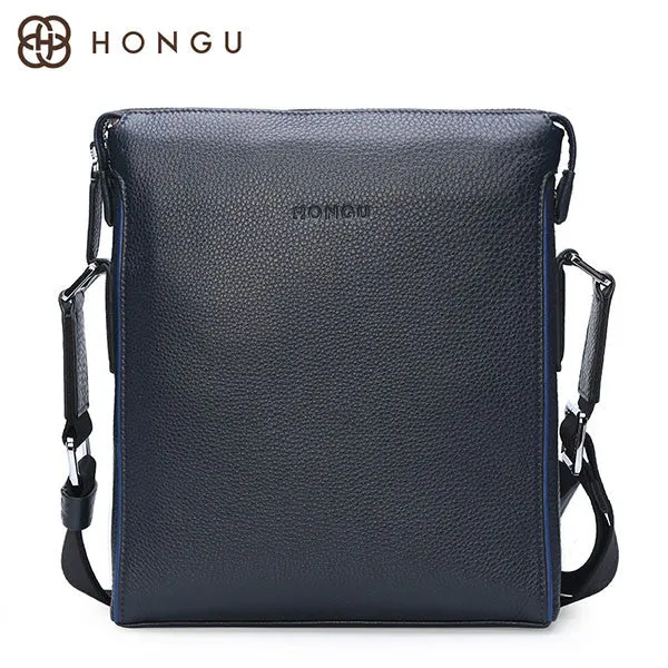 HONGU Genuine Cow Men's Messenger Bag Fashion Men Crossbody Bags Business Style Male Designer Totes Flap Shoulder Bags Bolsa New