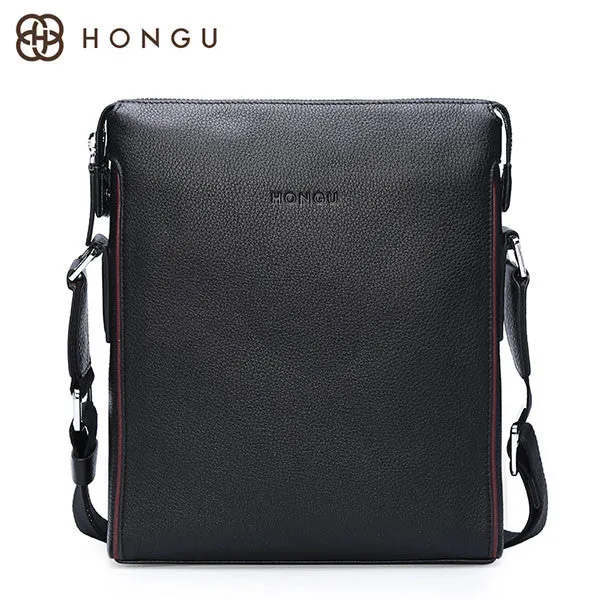 HONGU Genuine Cow Men's Messenger Bag Fashion Men Crossbody Bags Business Style Male Designer Totes Flap Shoulder Bags Bolsa New