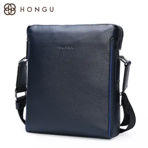 HONGU Genuine Cow Men's Messenger Bag Fashion Men Crossbody Bags Business Style Male Designer Totes Flap Shoulder Bags Bolsa New