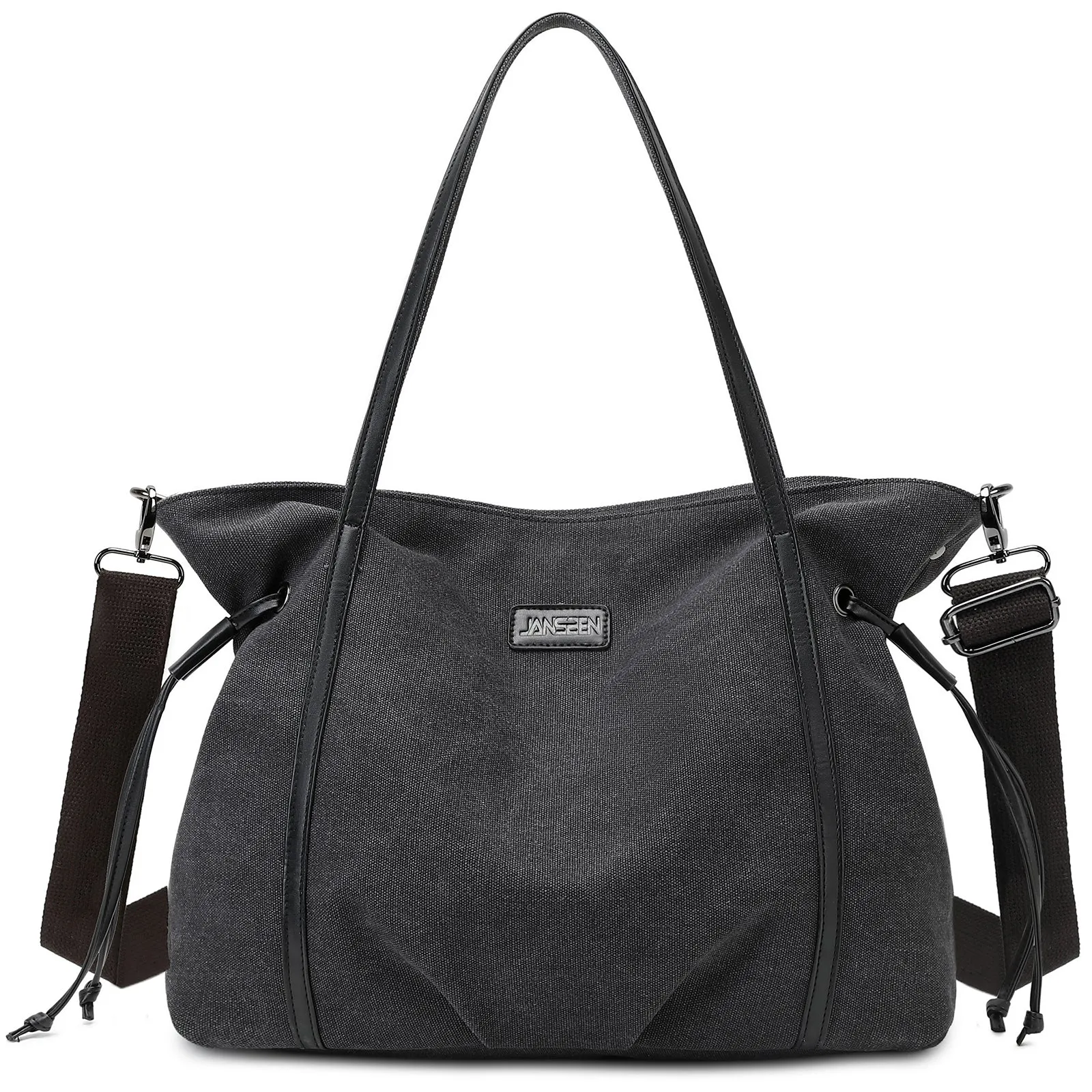 Jansben Canvas Work Tote Bag For Women With Shoulder & Crossbody Strap