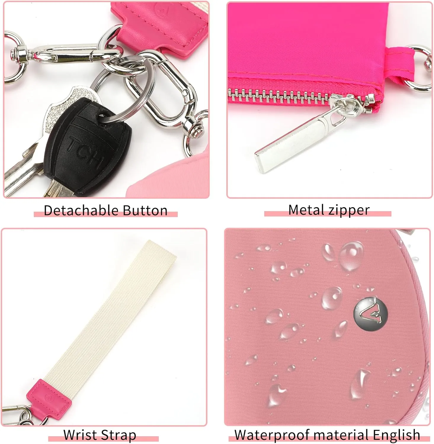 KeyChain Wallet Wristlet Wallets For Women Mini Zip Dual Pouch Wristlet