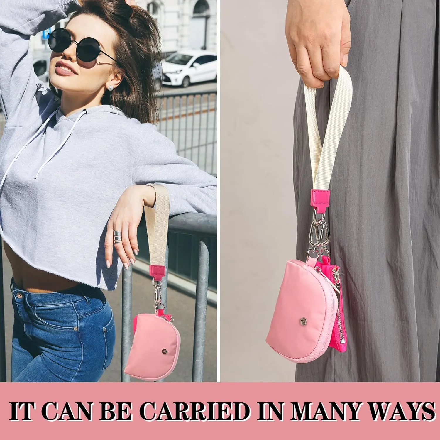 KeyChain Wallet Wristlet Wallets For Women Mini Zip Dual Pouch Wristlet