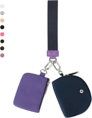 KeyChain Wallet Wristlet Wallets For Women Mini Zip Dual Pouch Wristlet