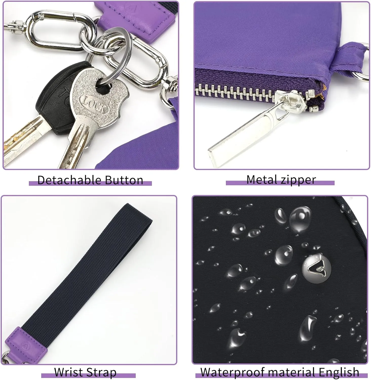 KeyChain Wallet Wristlet Wallets For Women Mini Zip Dual Pouch Wristlet