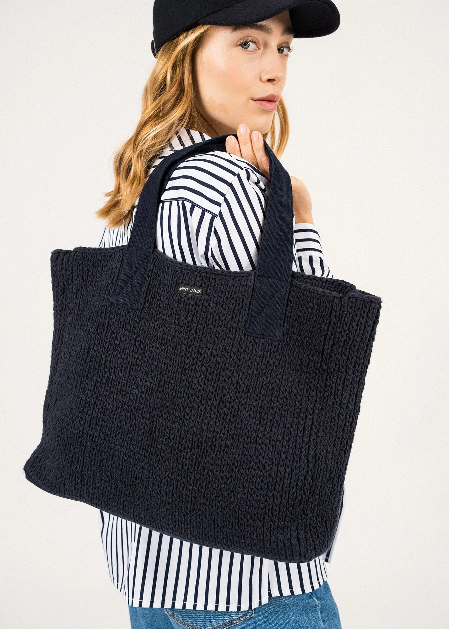 Knitted Bag - in cotton (NAVY)