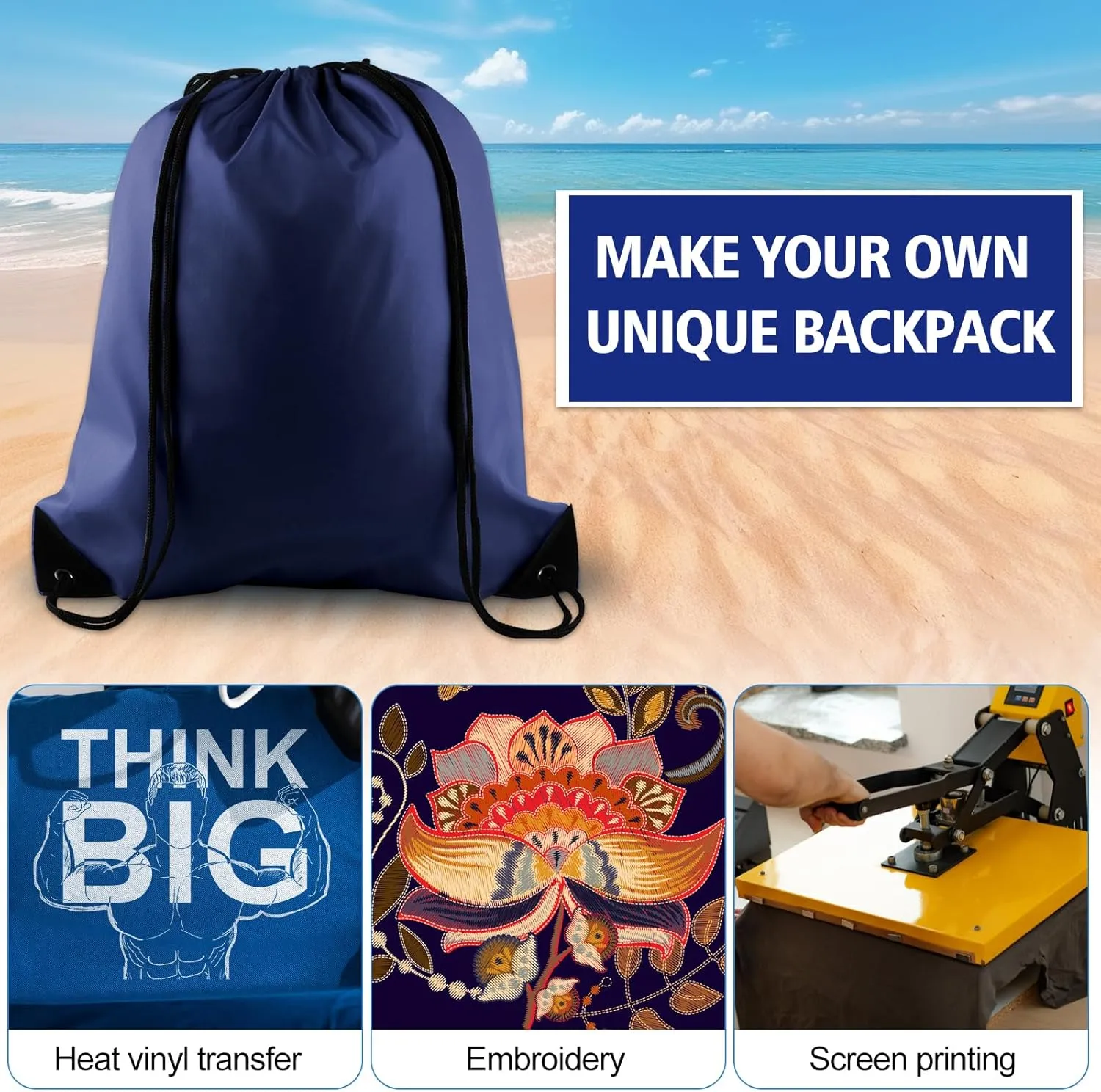 KUUQA Drawstring Backpack, 25Pcs Navy Blue, Lightweight Gym Bag for Sports, Travel, Yoga