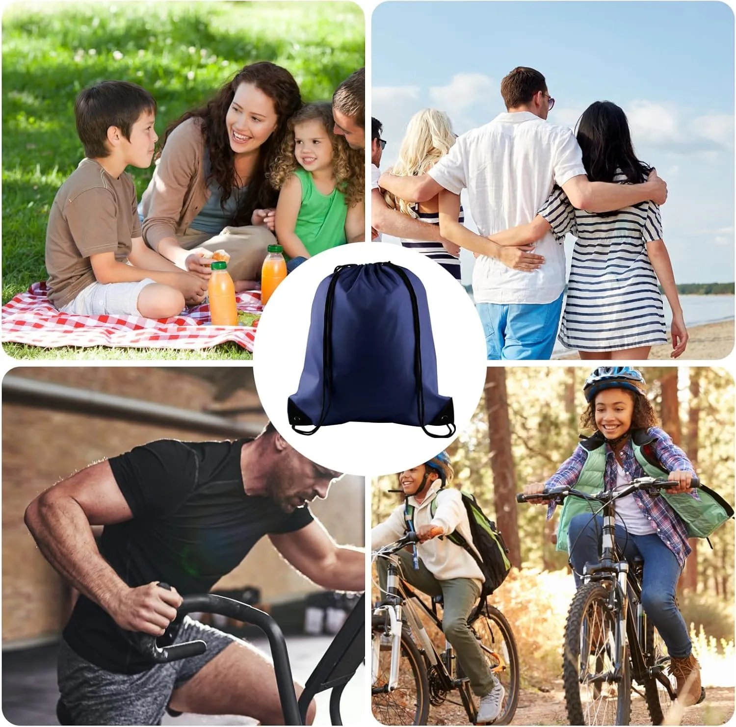 KUUQA Drawstring Backpack, 25Pcs Navy Blue, Lightweight Gym Bag for Sports, Travel, Yoga