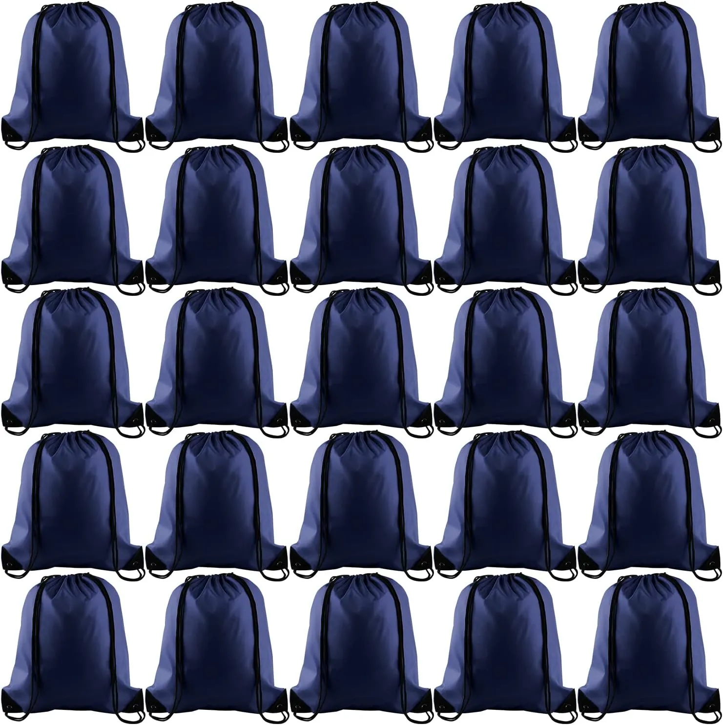 KUUQA Drawstring Backpack, 25Pcs Navy Blue, Lightweight Gym Bag for Sports, Travel, Yoga
